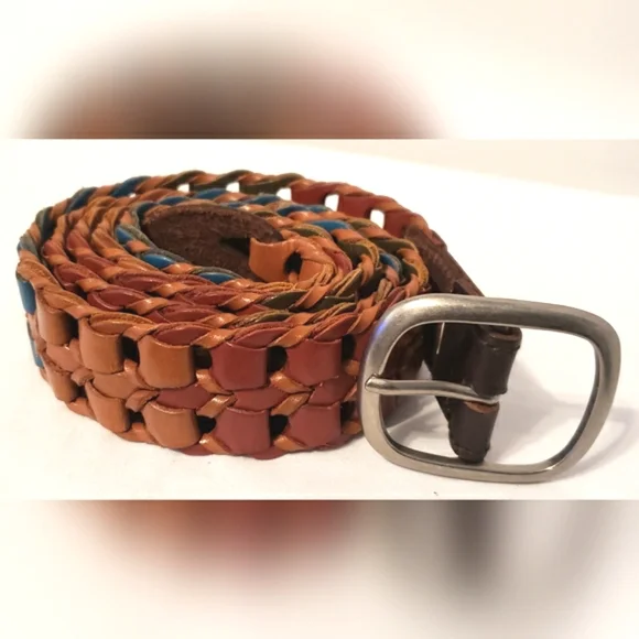 Multicolored Woven Womens Leather Belt Size 2XL Boho Western Southwestern - Picture 7 of 14